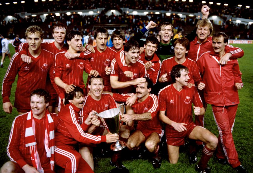  Aberdeen players bask in the glory after their Cup Winners' Cup win over Real Madrid