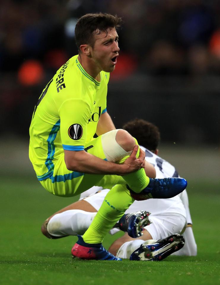  Dele Alli committed a horror tackle on Gent's Brecht Dejaegere