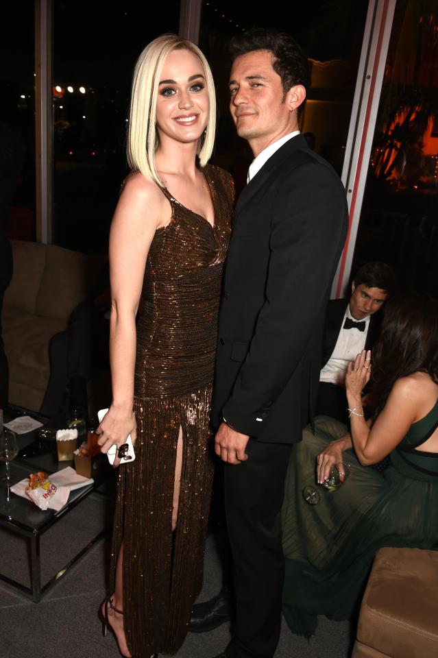  Katy Perry and Orlando Bloom pictured together at the Vanity Fair Oscars afterparty on Sunday night