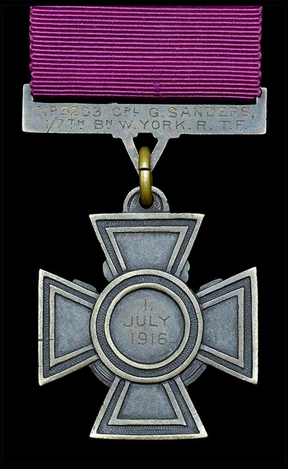  Sanders was one of nine British servicemen to receive the gallantry award on the first day of the battle in 1916