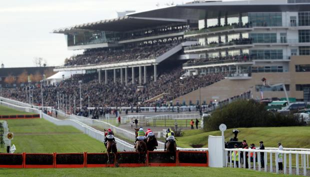 Runners set off in the Supreme Trial Novices' Hurdle Race during The Open Sunday at Cheltenham Racecourse