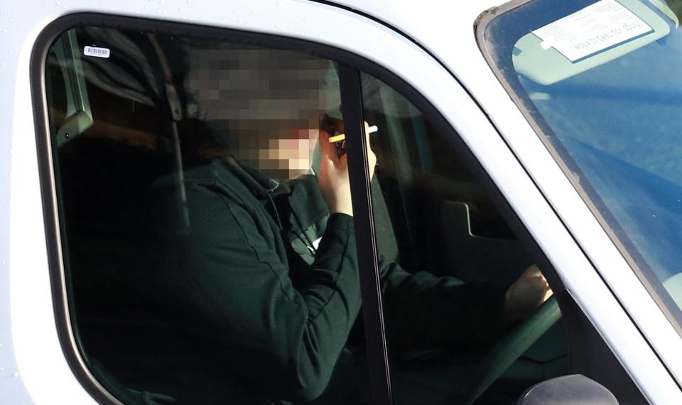  This driver was caught holding the phone and presumably using it on speakerphone - which is still an offence