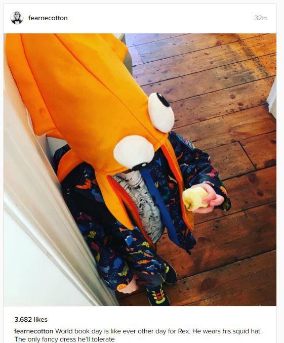  Fearne Cotton posted a picture of her son Rex in a squid hat saying in the caption it's the "only fancy dress he'll tolerate"