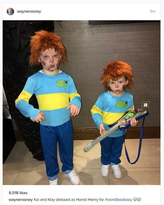  Wayne Rooney posted a picture of his children, Kai and Klay, dressed as Horrid Henry