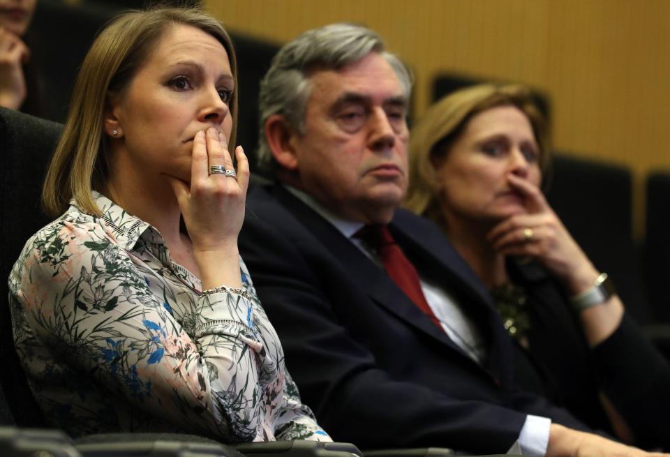  Catherine Smith sits with former prime minister Gordon Brown and his wife Sarah