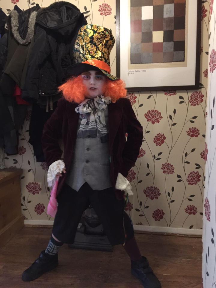  James Taylor, 8, from Tunbridge Wells in Kent is dressed as The Mad Hatter