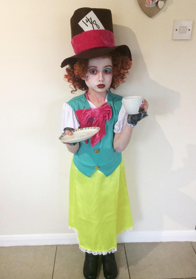  Lucy. 9, from Slough is dressed as The Mad Hatter