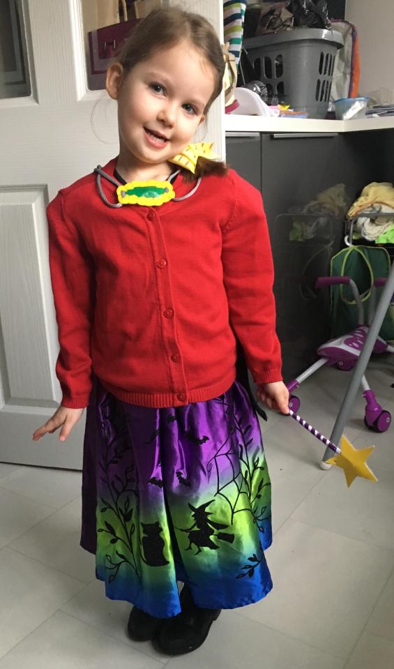  Amelia Smith, aged 4. from Hertfordshire is dressed as the witch from Room on the Broom