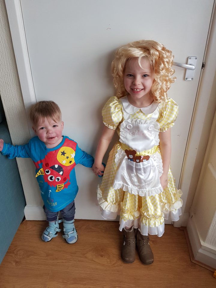  Ella, 4, with her brother Finley, 2, from Smethwick all dressed up for World Book Day