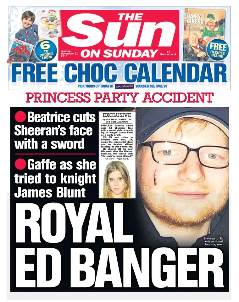  The Sun's front page on the royal gaffe