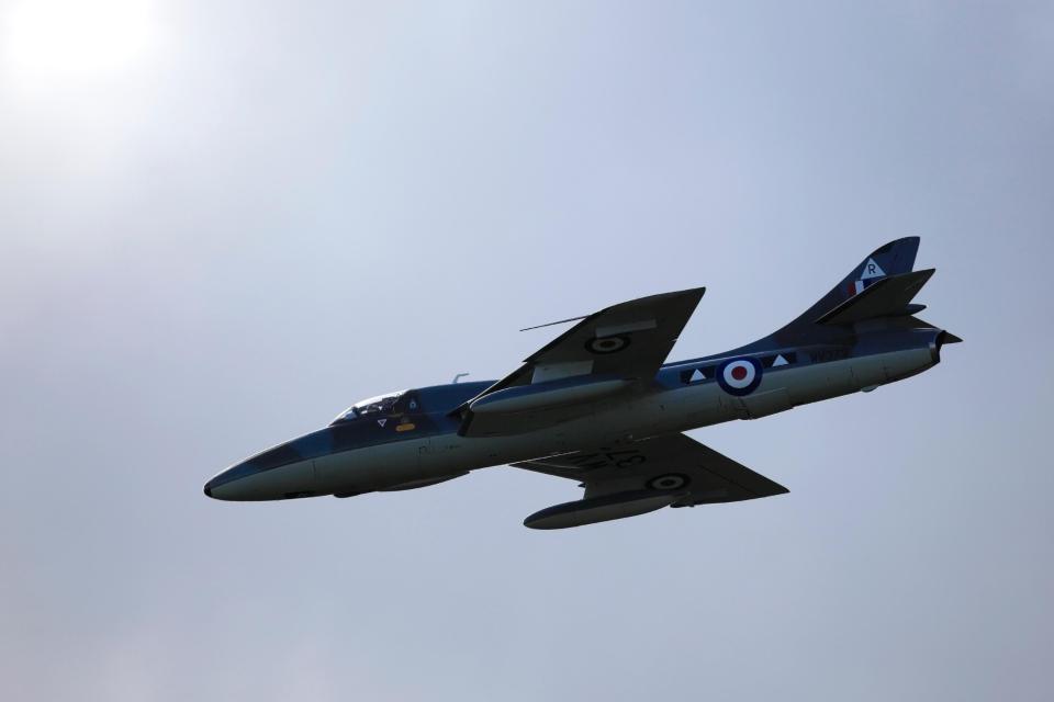  The two seat Hawker Hunter which crashed into cars on A27 in West Sussex during its display at Shoreham