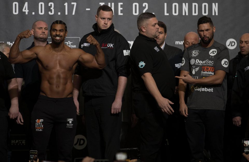  Both boxers looked in confident mood as they weighed in ahead of the huge showdown