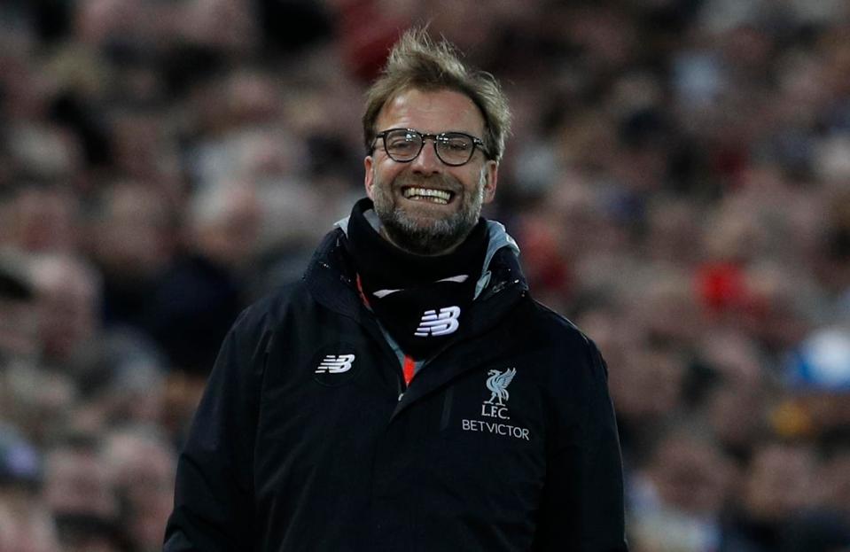  Jurgen Klopp was all smiles as his side dominated the first half