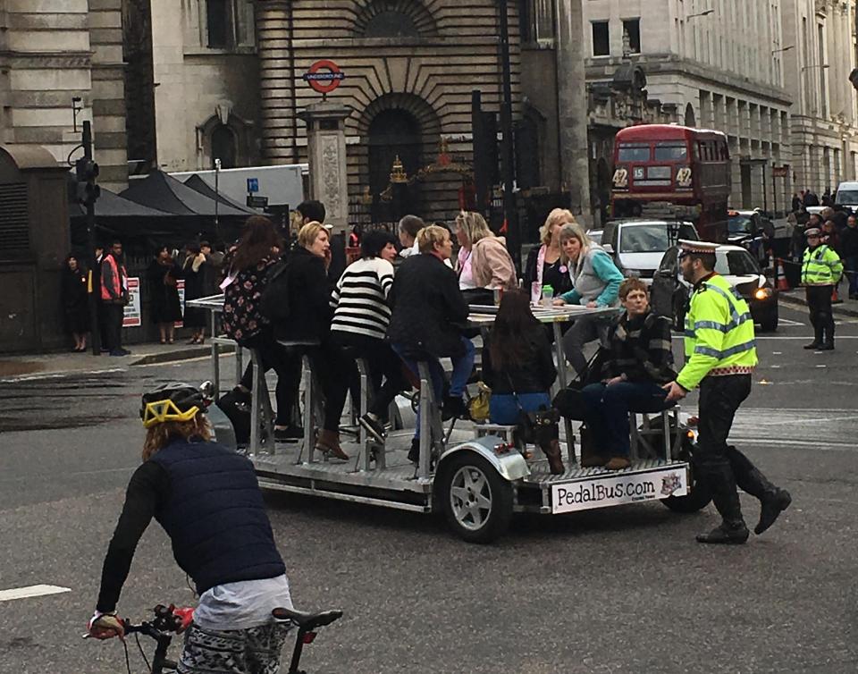  The hen party were escorted through the set as filming was interrupted