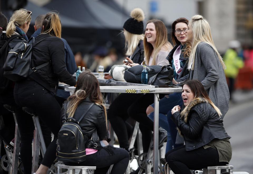  A Hen party trundled across the Mary Poppins set on a beer bike