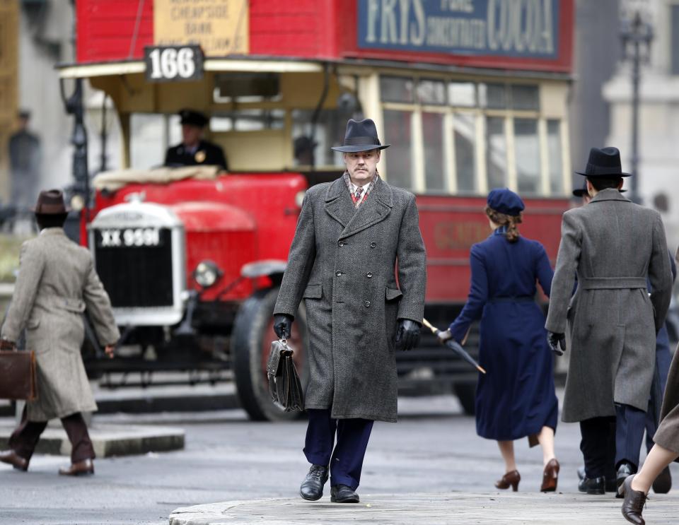  The area around the Bank of England, in central London, was filled with vintage vehicles during filming