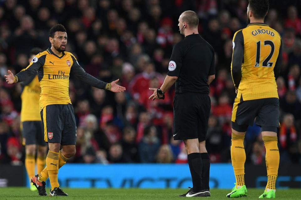  Francis Coquelin picked up a booking as he was over ran in midfield