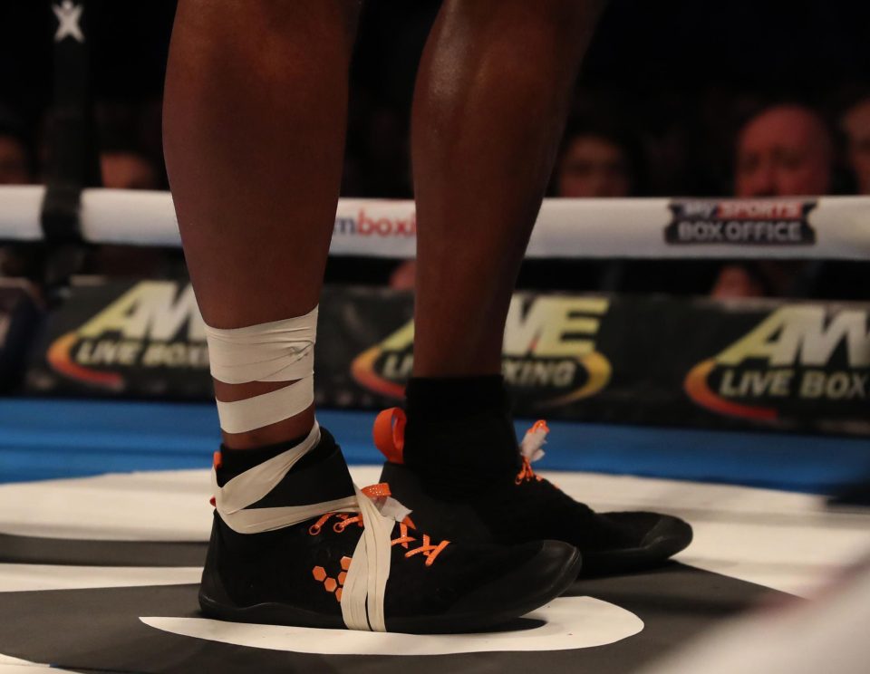  Haye had his ankle taped up over fears he had damaged his Achilles