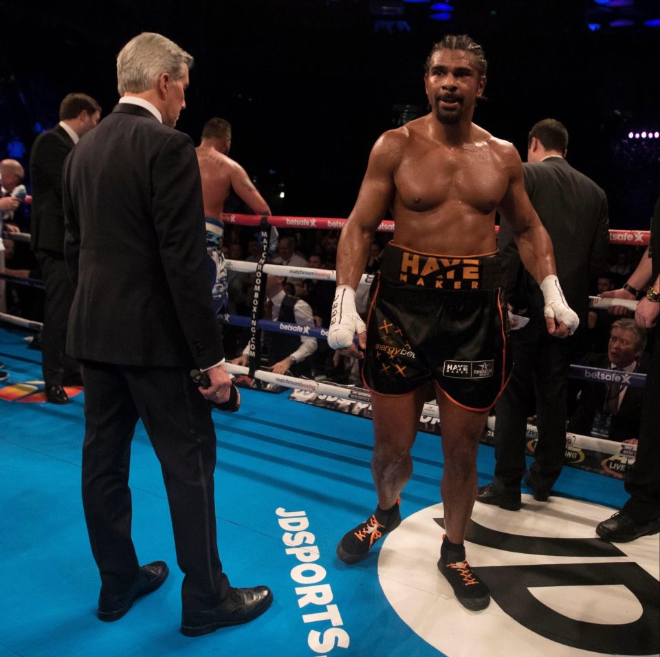  Haye limped around the ring after the fight following his valiant effort