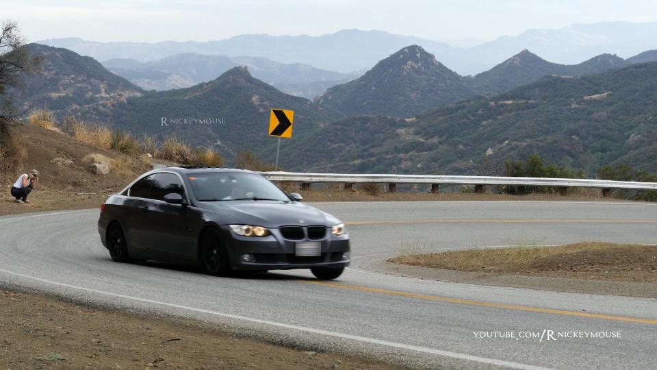  Here he comes, putting his BMW through its paces, apparently to see what it can do