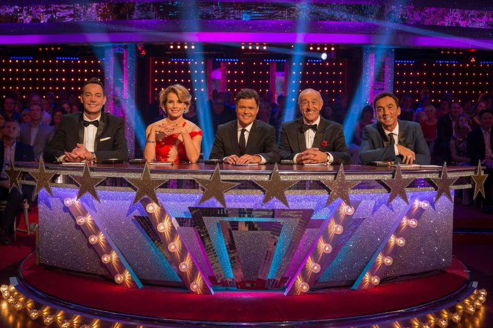  Judging right . . . guest star Donny Osmond poses with fellow judges on Strictly Come Dancing