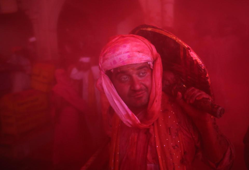  In Barsana, people celebrate a variation of holi, called 'Lathmar' Holi, which means 'beating with sticks'