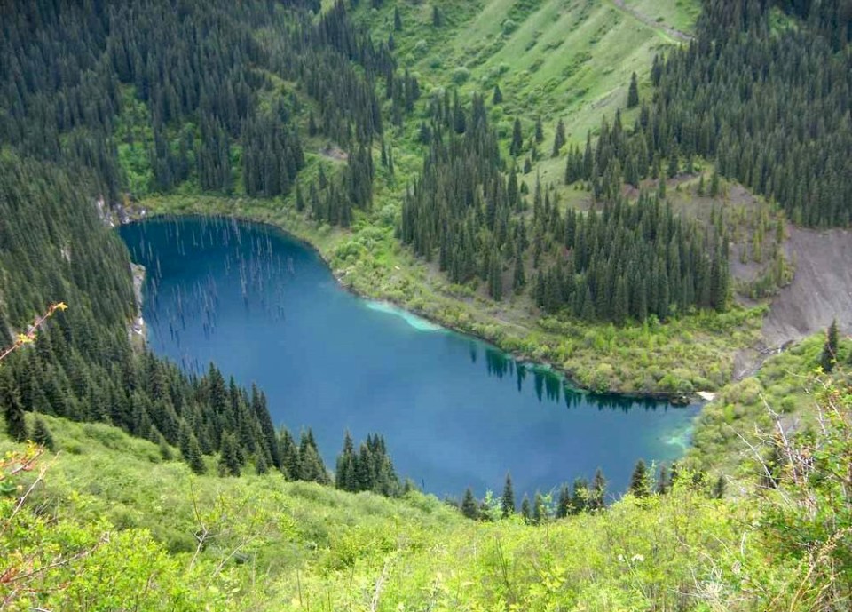 The surrounding valley which helped create the beauty spot can be clearly seen in this aerial photo