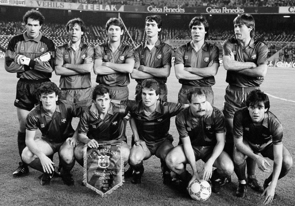  Marcos, bottom row, far right, in the same Barca side as Gary Lineker, back row, third from left, and Mark Hughes, front row, far right, in 1987