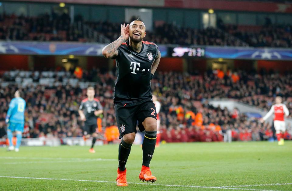  Arturo Vidal celebrates after bagging his second of the night