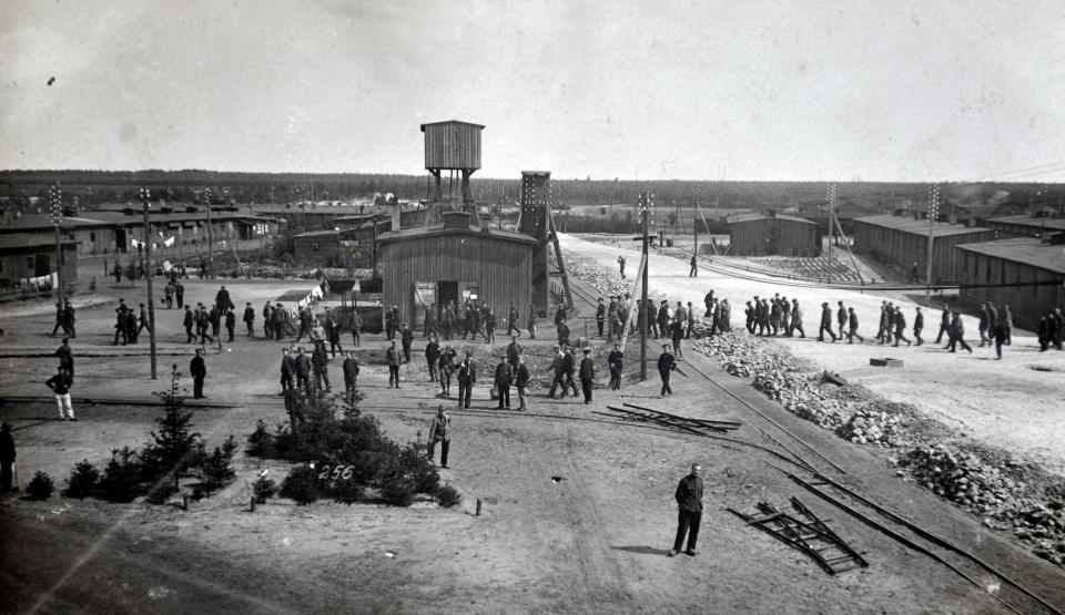  An aerial view of the German camp shows troops going about their business