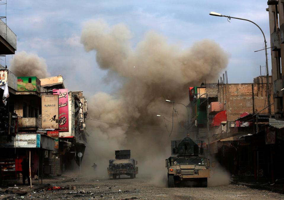  Three roadside bombs laid by ISIS group militants explode in a western Mosul neighbourhood