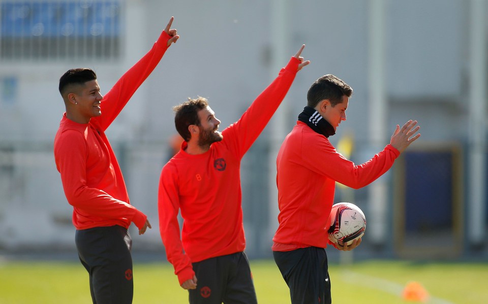 Manchester United trained on the dodgy pitch at 11am on Wednesday