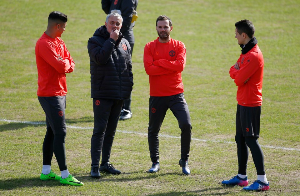 Jose Mourinho and his Man United stars were allowed onto the pitch to train