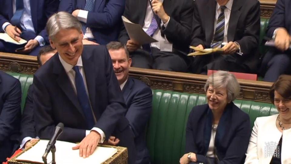  Philip Hammond had the PM in stitches with his joke-filled Budget