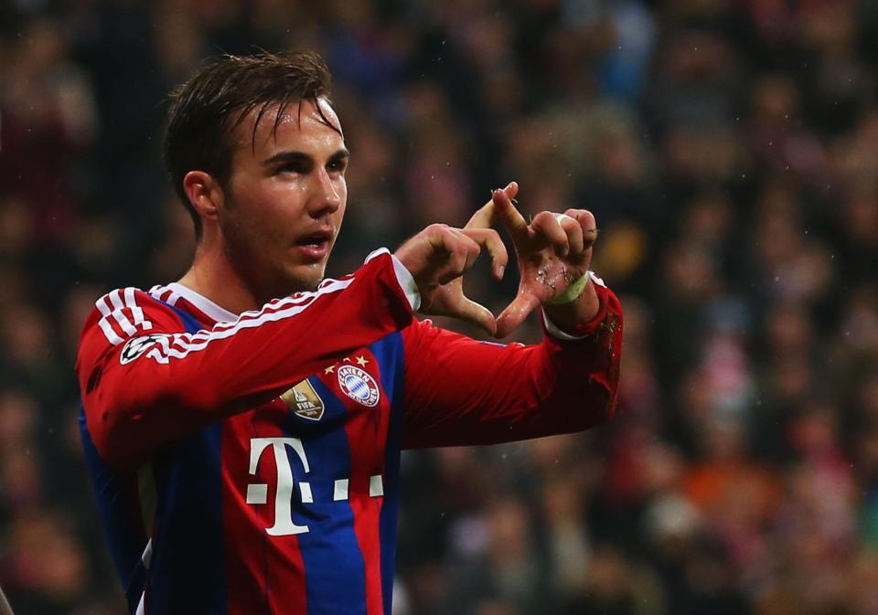  Mario Gotze after scoring against Roma in a Champions League match in 2014