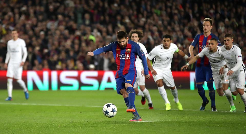  Lionel Messi netted in the first half as Barcelona made history against PSG