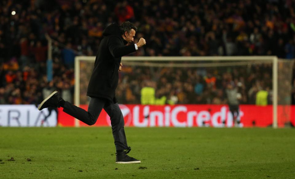  Luis Enrique charged onto the field after the 5-1 win