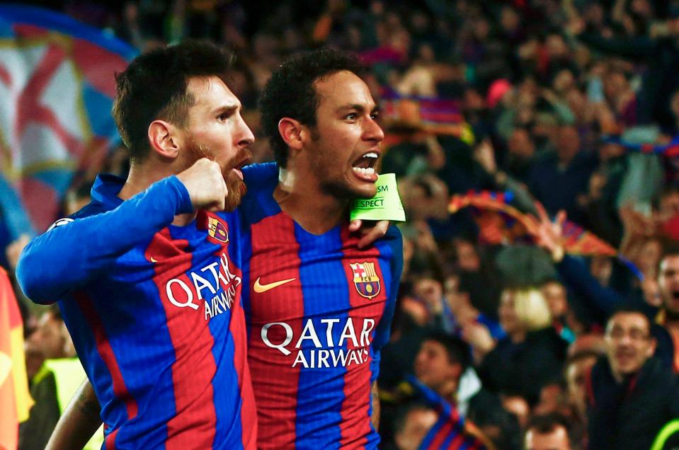  Lionel Messi and Neymar celebrated the historic win