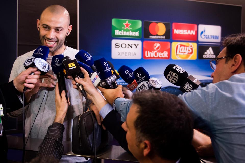  Javier Mascherano told the press he admits to following the PSG man