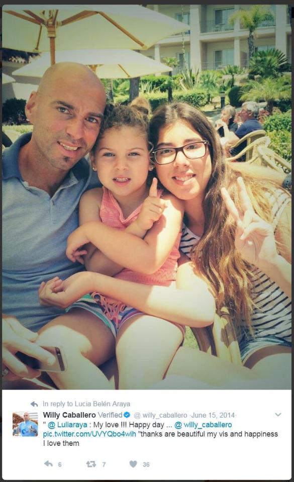  Willy Caballero and his two daughters including Guillermina (right)