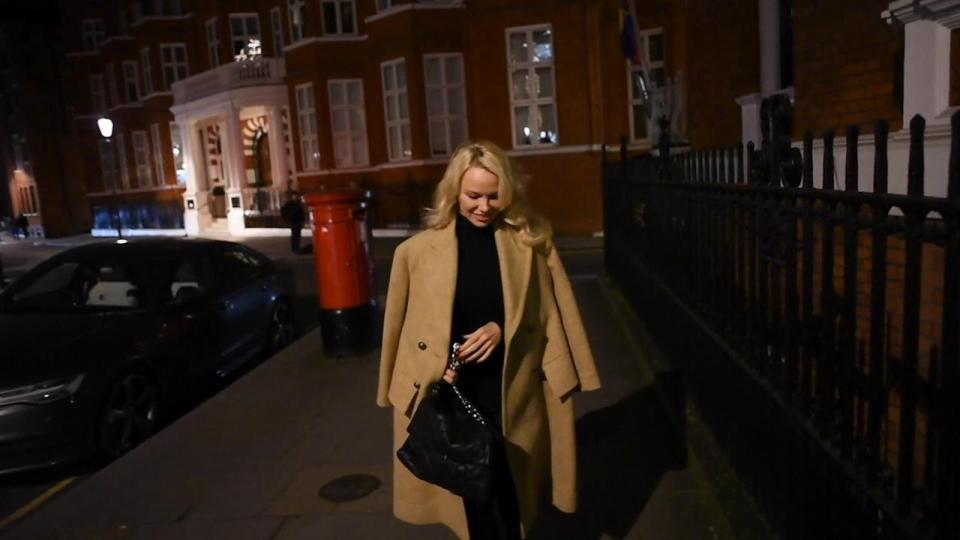  Pamela Anderson seen arriving at the Ecuadorian Embassy after the Nightly Show