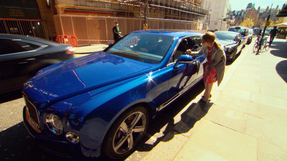  Charlie Mullins shows Katherine Ryan one of his two expensive Bentleys on How Did You Get So Rich?