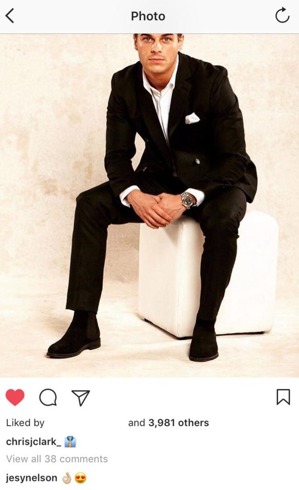  Jesy commented on this dapper picture of Chris which he posted recently