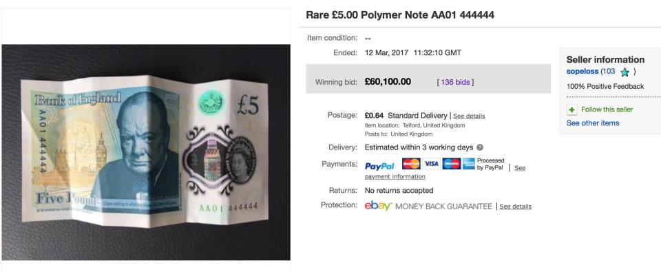  Bidders battled it out to get their hands on the rare fiver