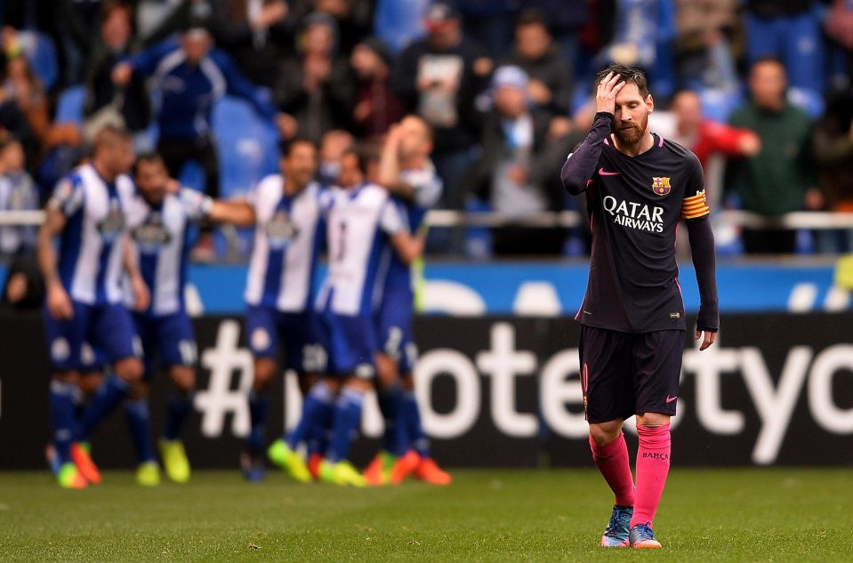 Lionel Messi was on the losing side as Barcelona lost to Deportivo and were leapfrogged at the top of La Liga by Real Madrid