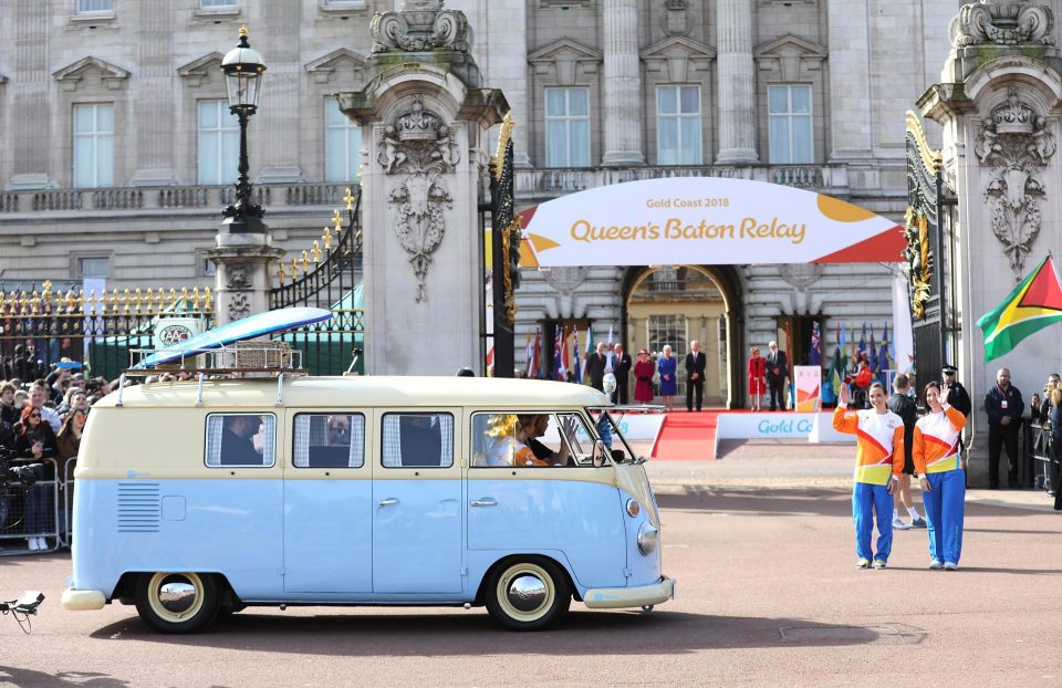  Cody Simpson was tasked with transporting the baton with Victoria Pendleton and Anna Meares waving him off at the launch of the baton relay