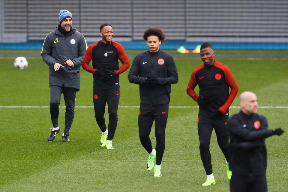  Guardiola and his City players looked in high spirits