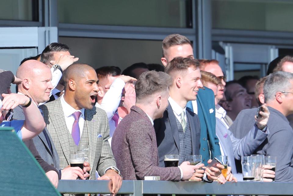 Glen Johnson also appeared to be enjoying a pint as the footballers basked in the spring sunshine at Cheltenham