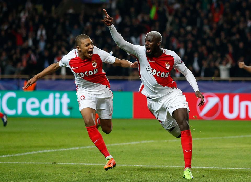  Tiemoue Bakayoko celebrates his winning goal with Kylian Mbappe