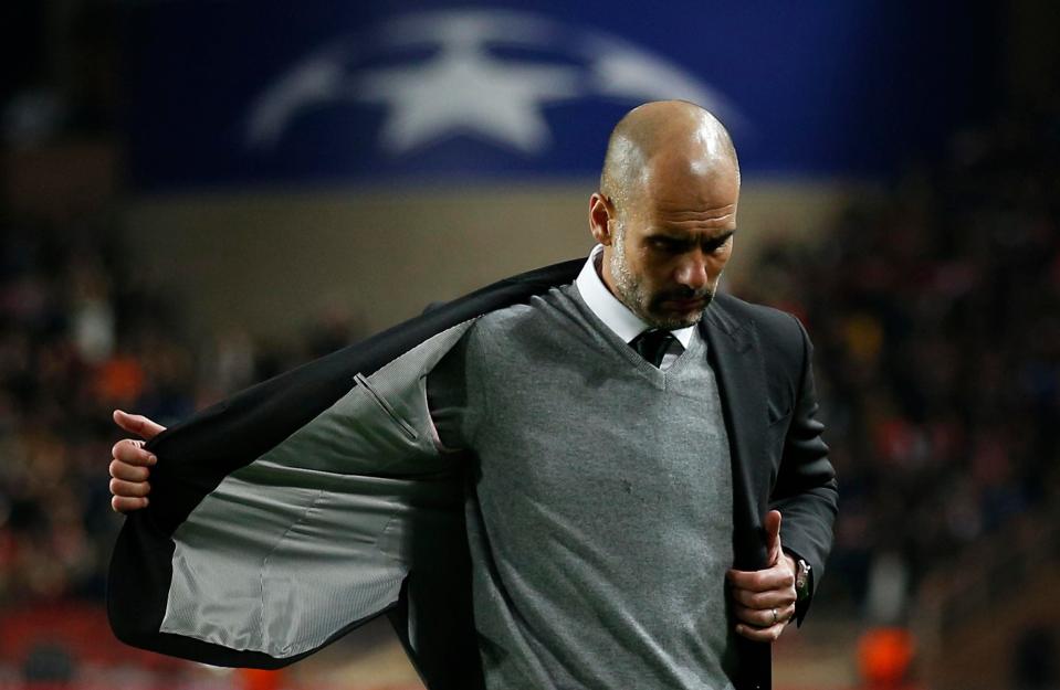  Guardiola cut a forlorn figure on the touchline